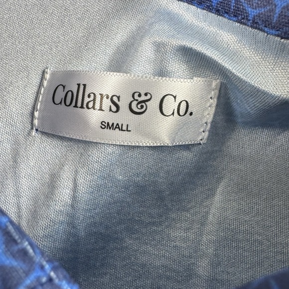 Collars & Co. Blue Geometric Dress Collar Men's Polo Shirt Size S NWOT - Picture 4 of 6